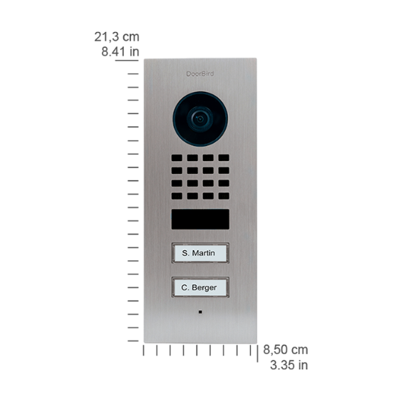 DOORBIRD Flush-Mount IP Video Out Door Station For multi-tenant buildings and businesses with 2 units, 2 call buttons - D1102V