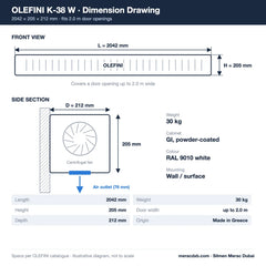 OLEFINI K-38 W Air Curtain 2 Meter, Made In Greece
