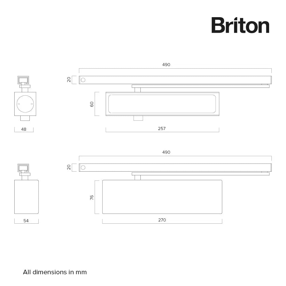 Briton 1130B TANDEM Door Closer – Double Closing Torque for Wide & Heavy Doors