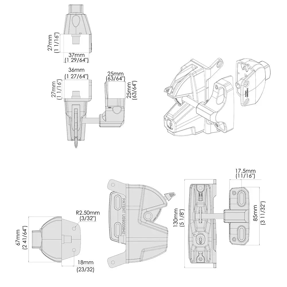 LokkLatch 3 Plus dimensions drawing