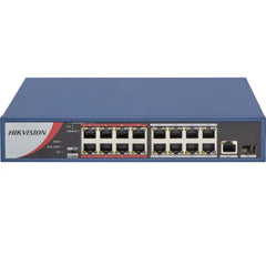Hikvision 16 Port Fast Ethernet Unmanaged POE Switch - Long Range Transmission & Surge Protection" Merac Dubai