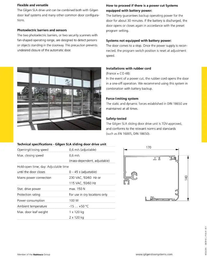 Gilgen SLA Automatic Sliding Door 4.2 Meter and 120kg Made in Switzerland - Merac Dubai